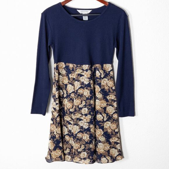 Express Dresses & Skirts - Express Long Sleeve Dress Size S Navy Floral Vintage Y2K Boho Romantic